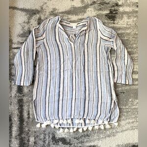 C&C California Linen Swim Coverup Striped Size L